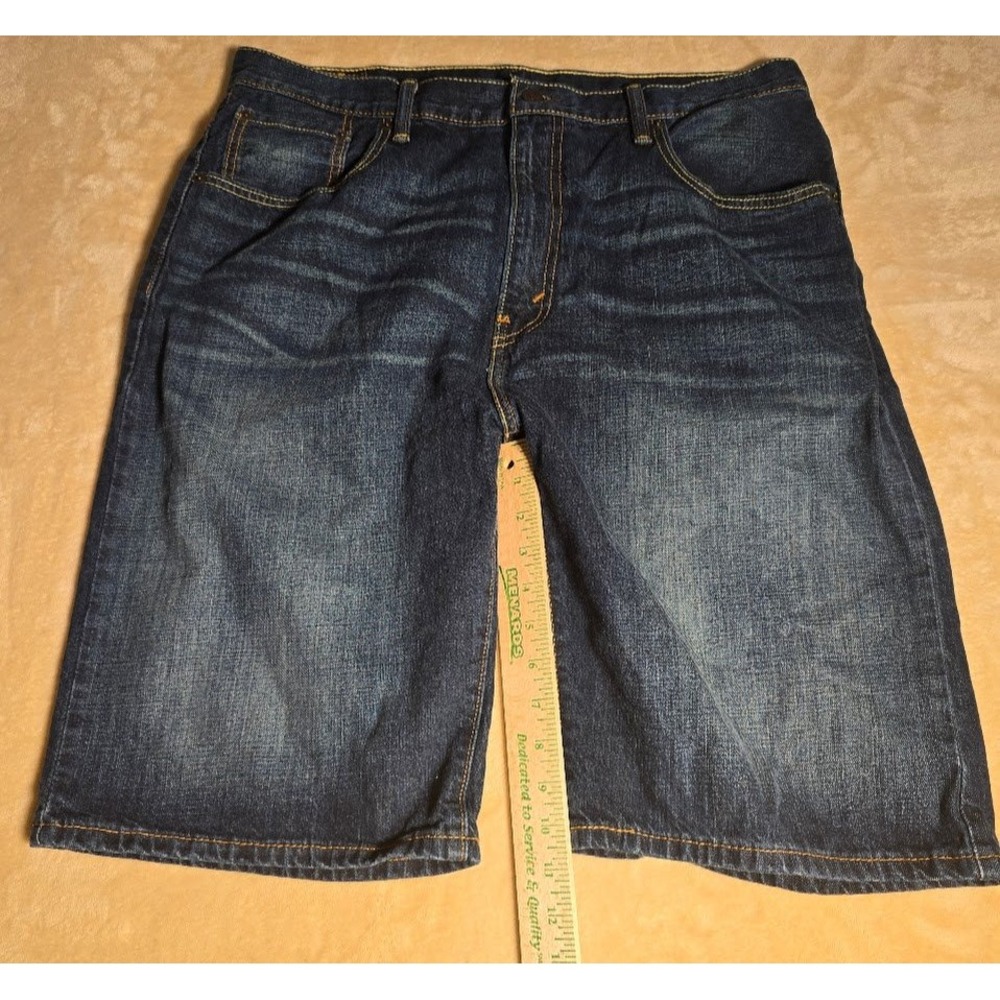 Levis 569 Mens Shorts 36 Loose Straight Denim Dark Wash faded whiskered  924